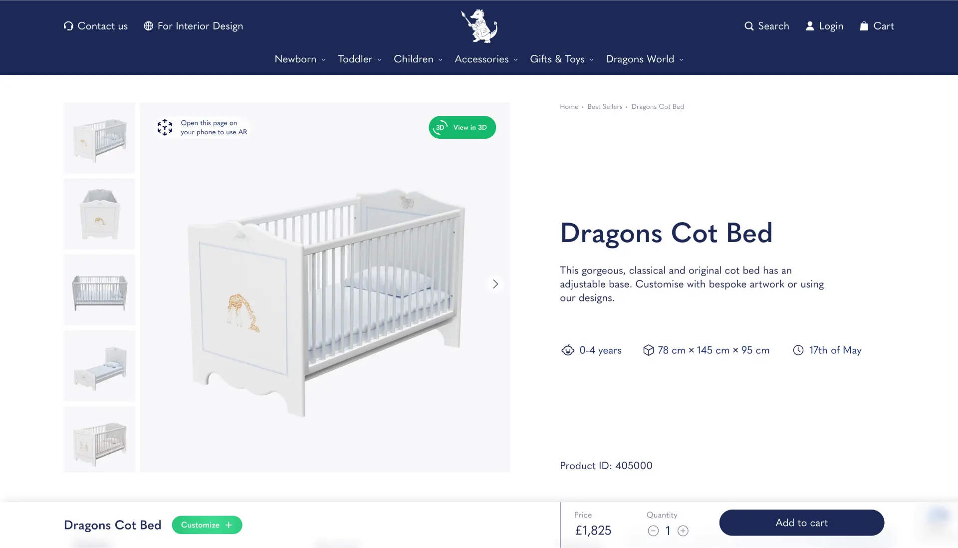 Design of Dragons of Walton Street Shopify store product page